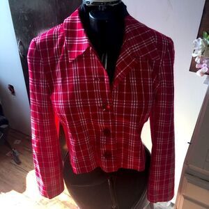 Pendleton vintage 10P cropped red plaid blazer